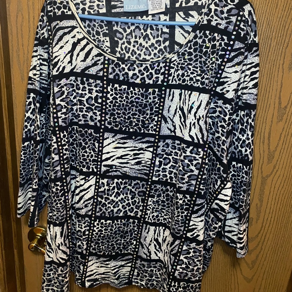 Liz & Me Animal Print Blouse 2X